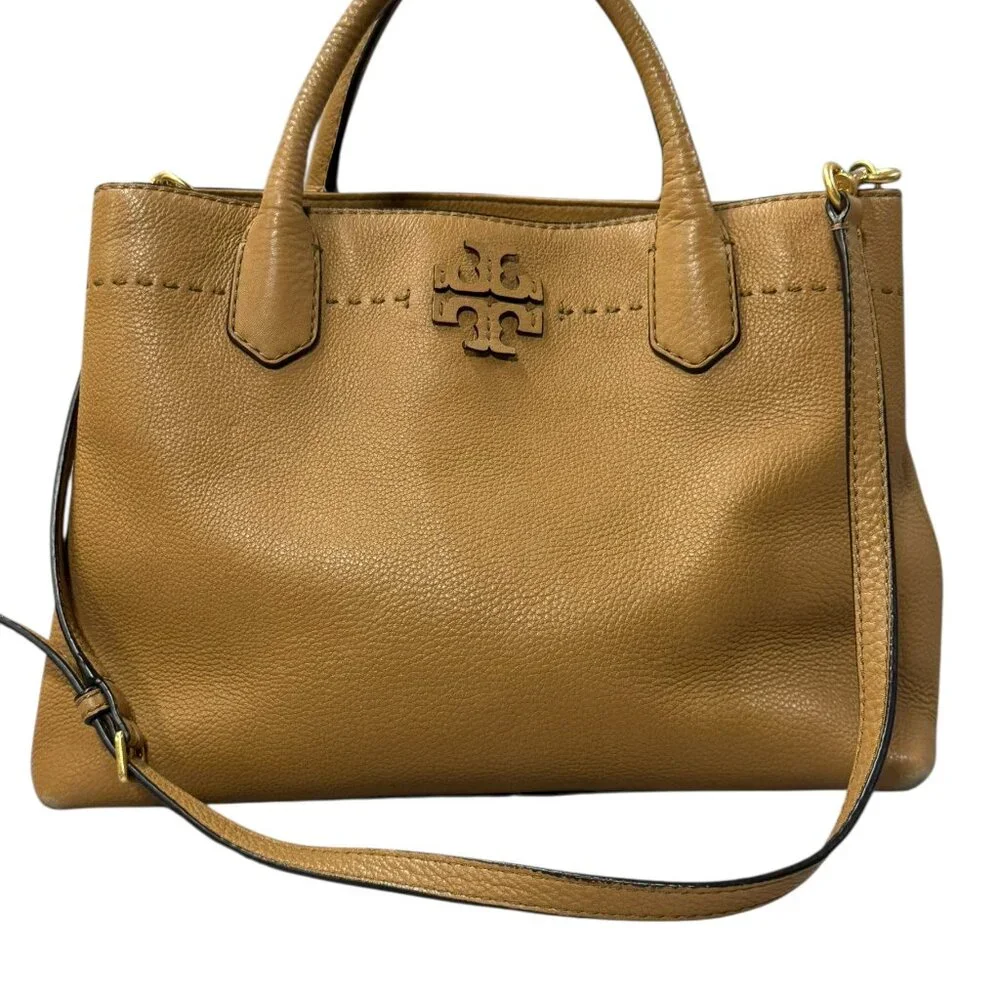 Tory Burch McGraw Triple Compartment Leather Satchel - Tiramisu - Picture 12 of 17